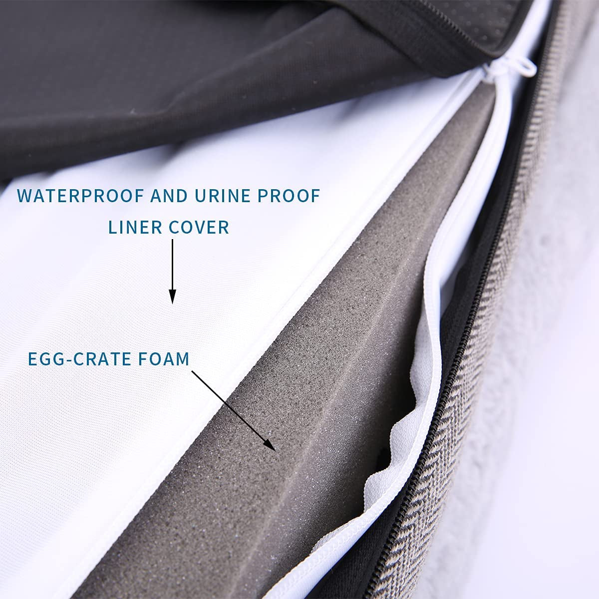 Orthopedic Dog Bed for Extra Large Dogs, Bolster Sides Dog Sofa Bed with Removable Washable Cover & Non-Skid Bottom, Soft Pet Bed with Egg Foam Dog Couch for Sleeping, 46 X 30 Inch, Gray