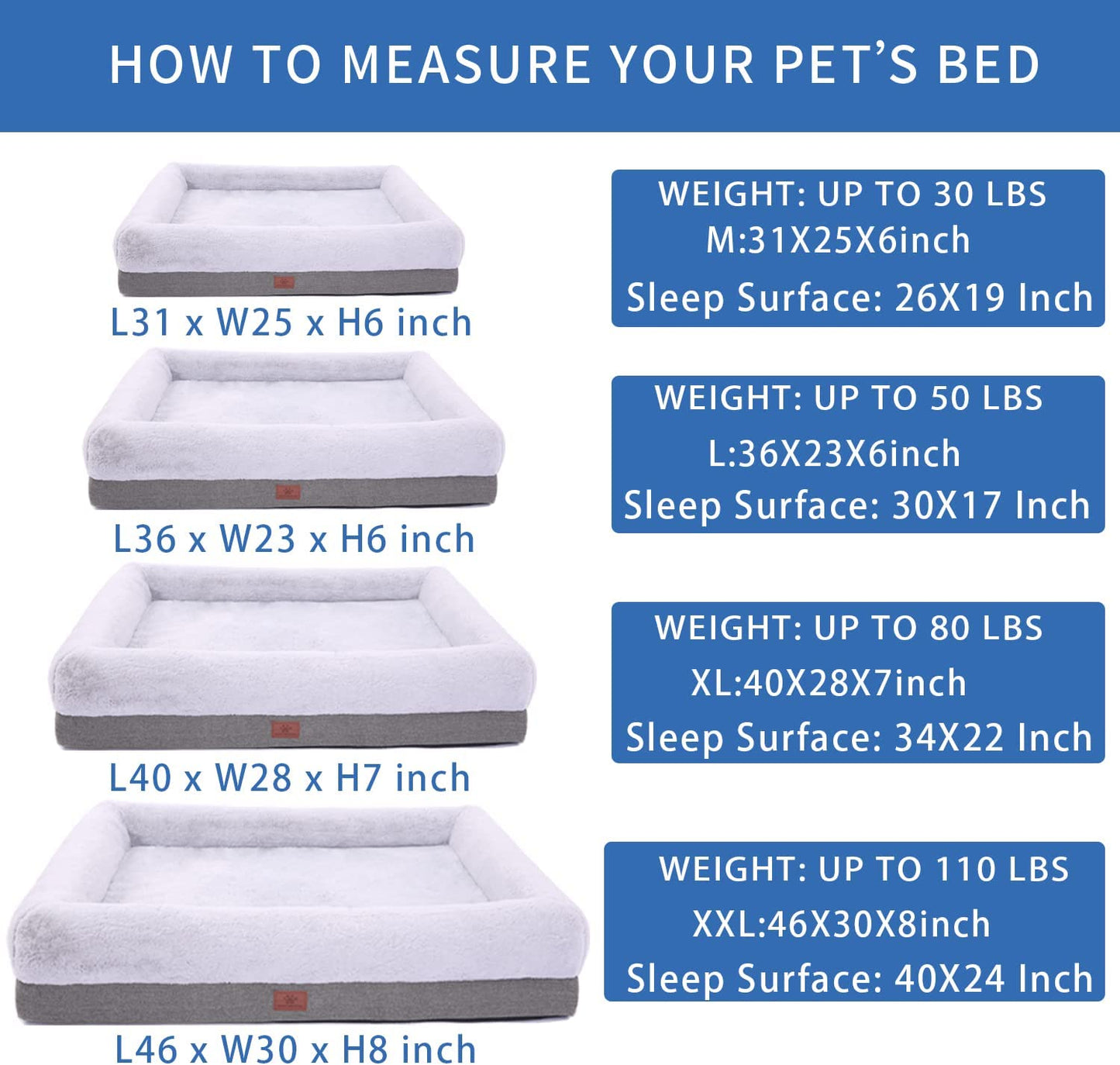 Orthopedic Dog Bed for Extra Large Dogs, Bolster Sides Dog Sofa Bed with Removable Washable Cover & Non-Skid Bottom, Soft Pet Bed with Egg Foam Dog Couch for Sleeping, 46 X 30 Inch, Gray