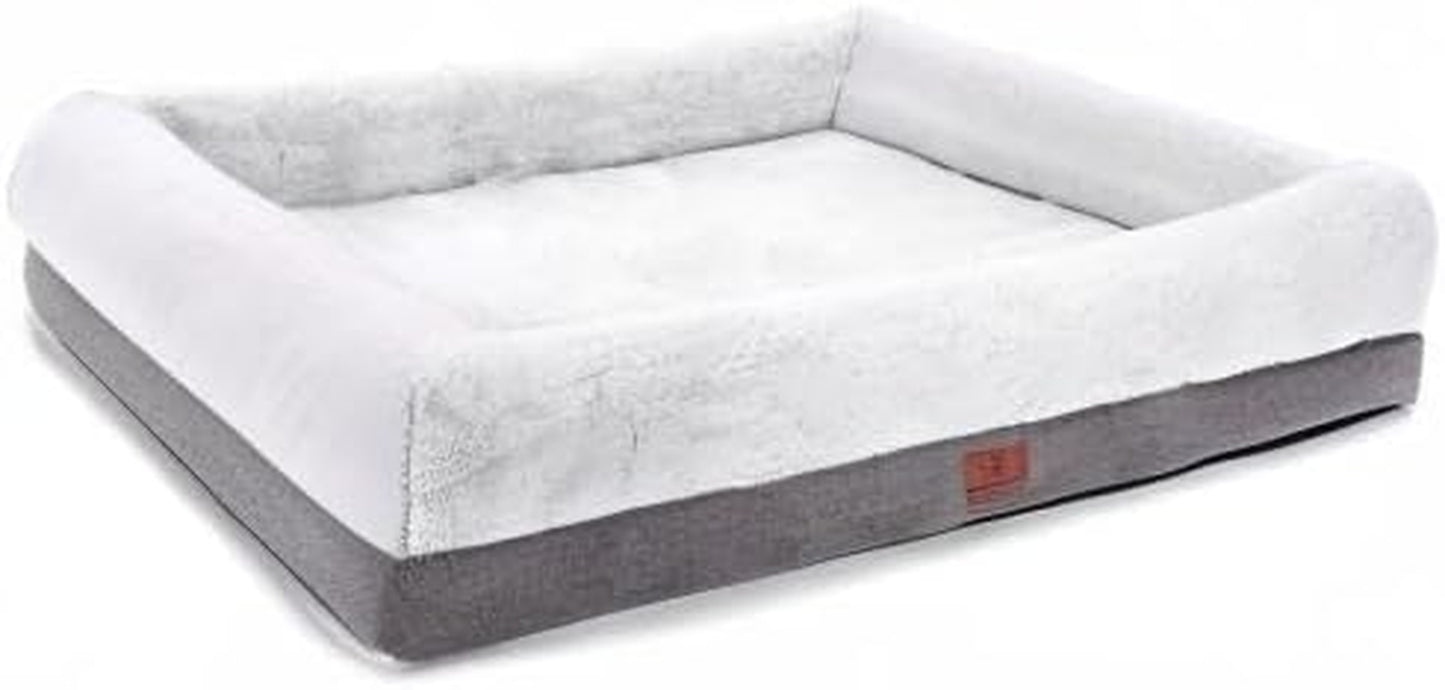 Orthopedic Dog Bed for Extra Large Dogs, Bolster Sides Dog Sofa Bed with Removable Washable Cover & Non-Skid Bottom, Soft Pet Bed with Egg Foam Dog Couch for Sleeping, 46 X 30 Inch, Gray