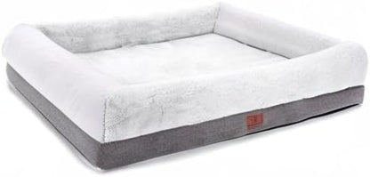Orthopedic Dog Bed for Extra Large Dogs, Bolster Sides Dog Sofa Bed with Removable Washable Cover & Non-Skid Bottom, Soft Pet Bed with Egg Foam Dog Couch for Sleeping, 46 X 30 Inch, Gray